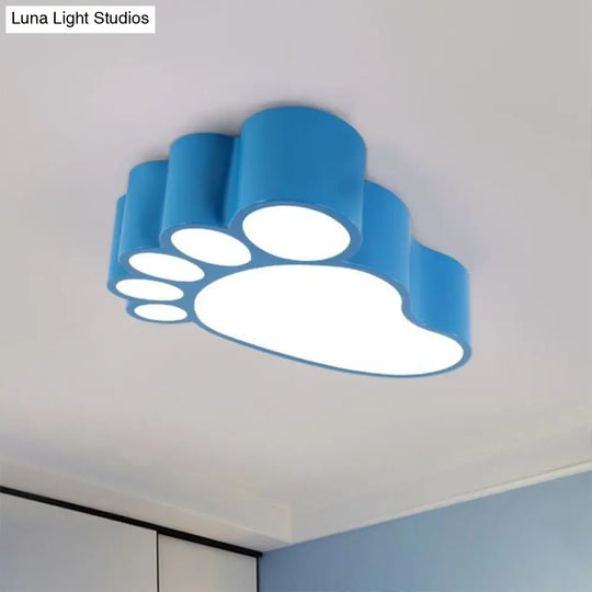 Child-Sized Flush Mount Led Ceiling Light In Metallic Finish - Perfect For Bedrooms Blue / 18 White