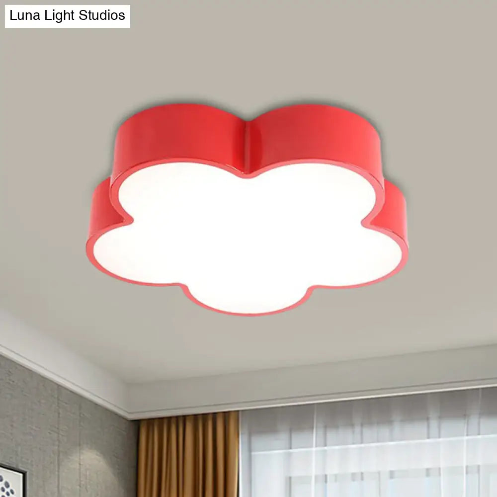 Childrens Acrylic Led Flush Mount Lamp - Fun Flower Design For Kindergarten Ceiling Light In