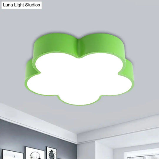 Childrens Acrylic Led Flush Mount Lamp - Fun Flower Design For Kindergarten Ceiling Light In