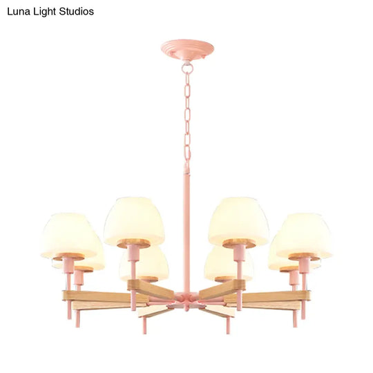 Childrens Bedroom Hanging Lamp: Metal & Glass Chandelier With 6 Lights