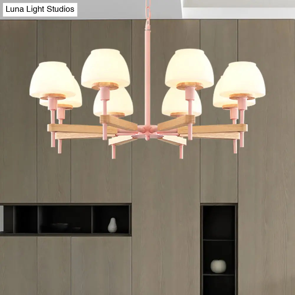 Childrens Bedroom Hanging Lamp: Metal & Glass Chandelier With 6 Lights