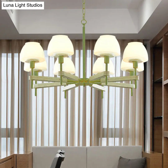 Childrens Bedroom Hanging Lamp: Metal & Glass Chandelier With 6 Lights