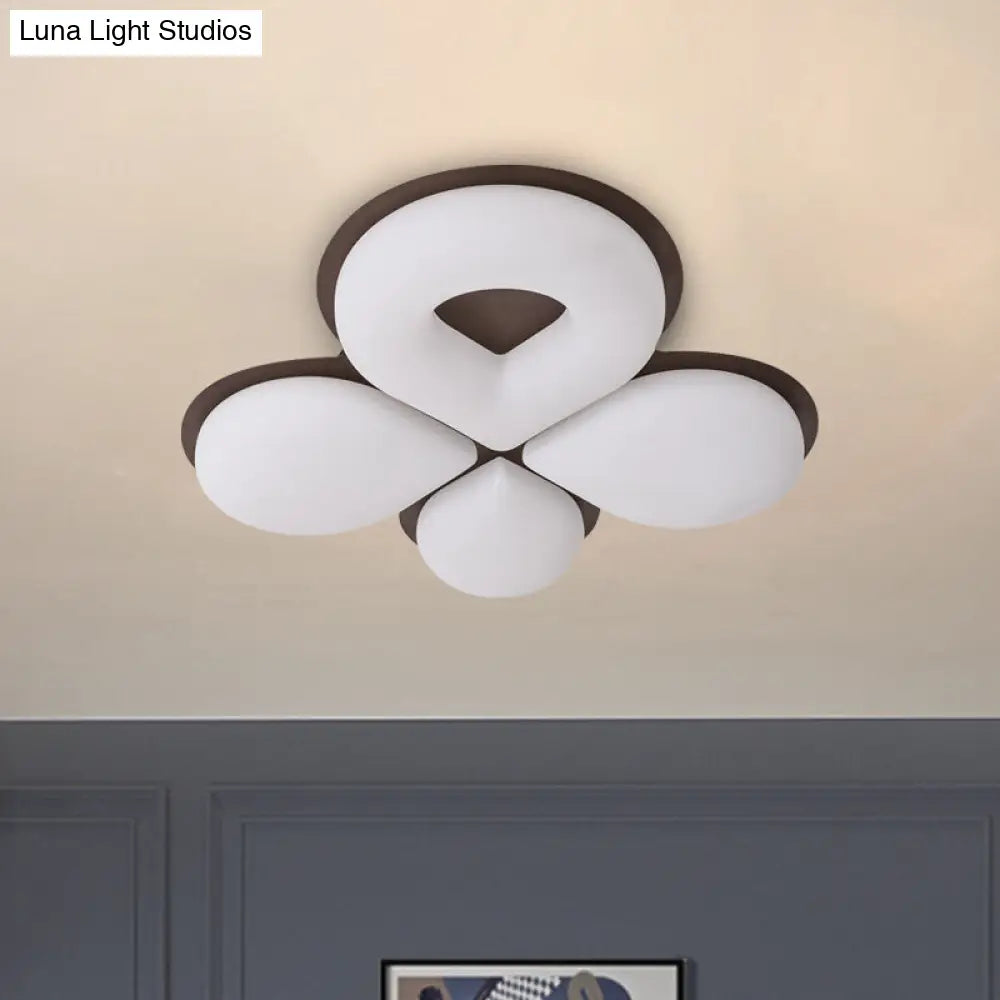 Childrens Bedroom Led Flush Mount Light Fixture In Grey/White/Coffee - Cute Flower Design Coffee