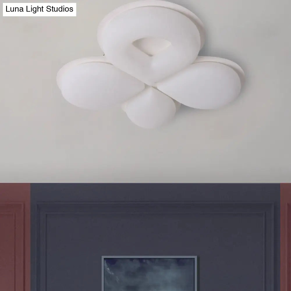 Childrens Bedroom Led Flush Mount Light Fixture In Grey/White/Coffee - Cute Flower Design