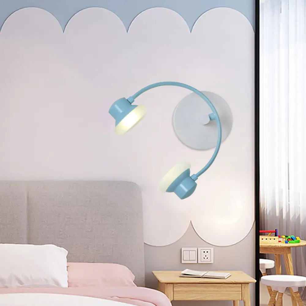 Childrens Creative Headphone Wall Light Kit - Acrylic Led Sconce Lighting In Blue/Pink Blue