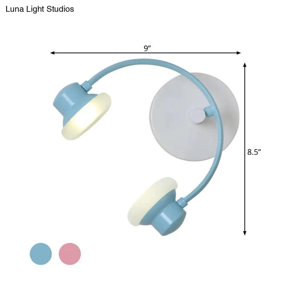 Childrens Creative Headphone Wall Light Kit - Acrylic Led Sconce Lighting In Blue/Pink