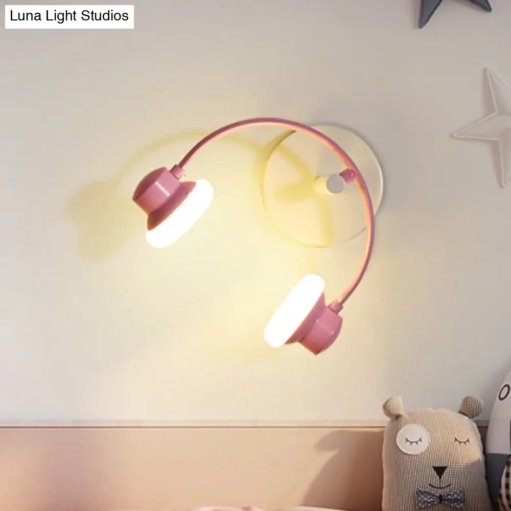 Childrens Creative Headphone Wall Light Kit - Acrylic Led Sconce Lighting In Blue/Pink