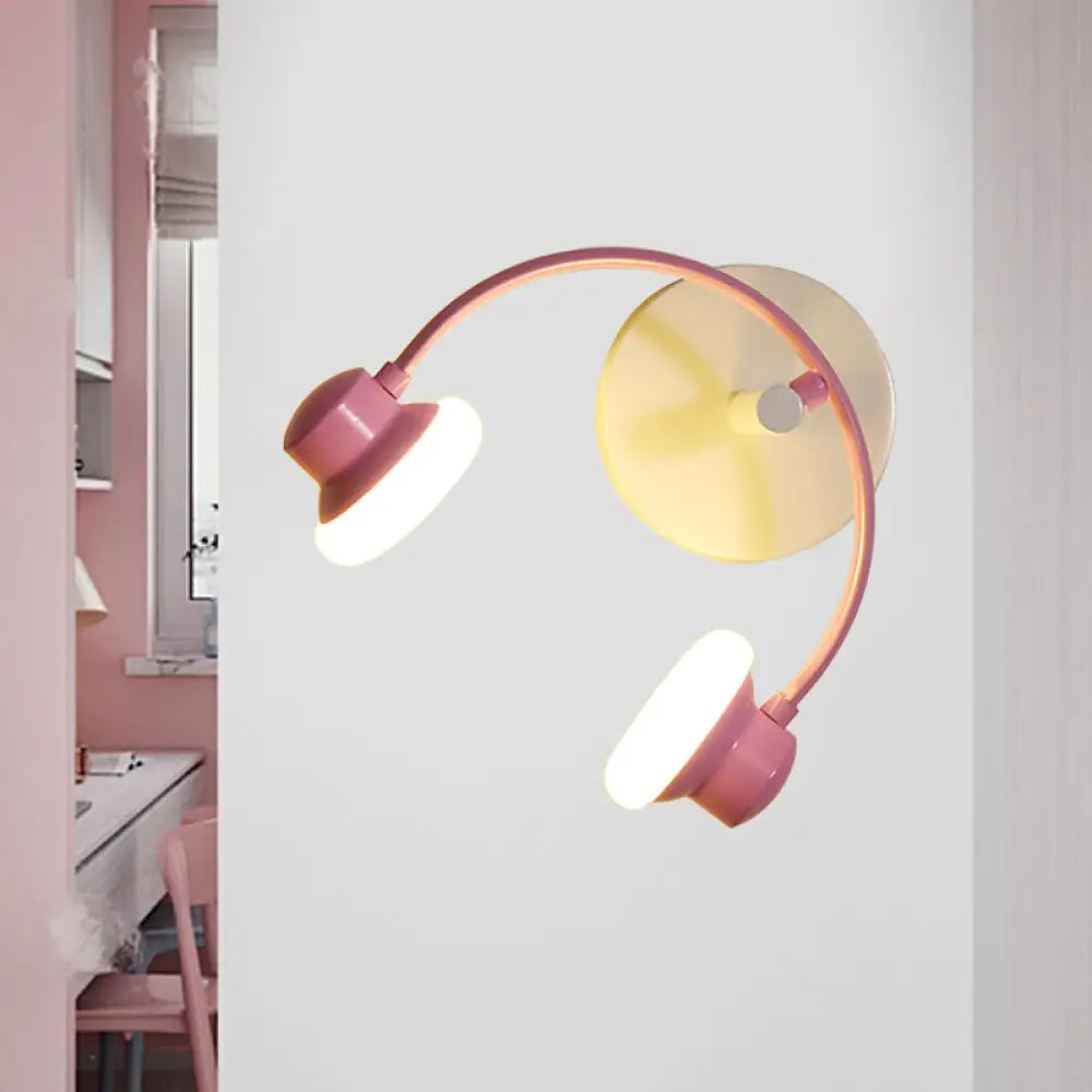 Childrens Creative Headphone Wall Light Kit - Acrylic Led Sconce Lighting In Blue/Pink Pink