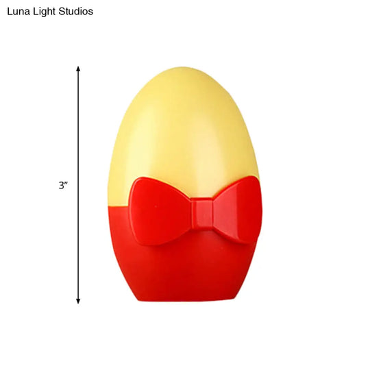 Childrens Egg-Shaped Mini Night Light Wall Lamp - Plug-In Led Plastic In Yellow-Red