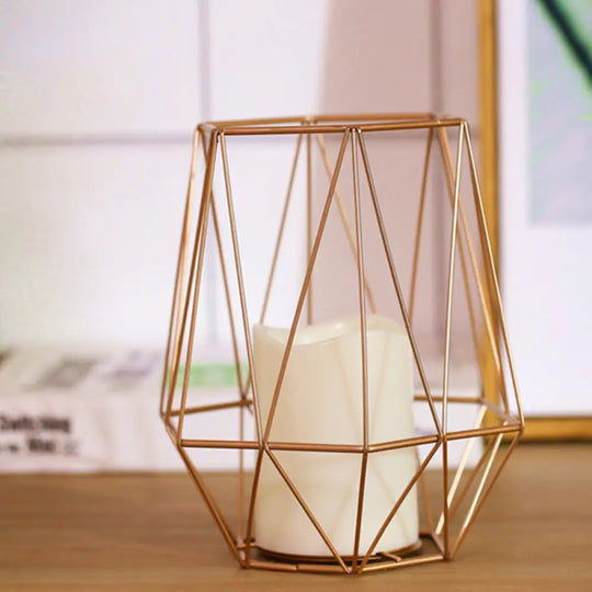 Childrens Gold Diamond/Triangle/Hexagon Battery-Powered Led Night Lamp With Iron Cage And Inner