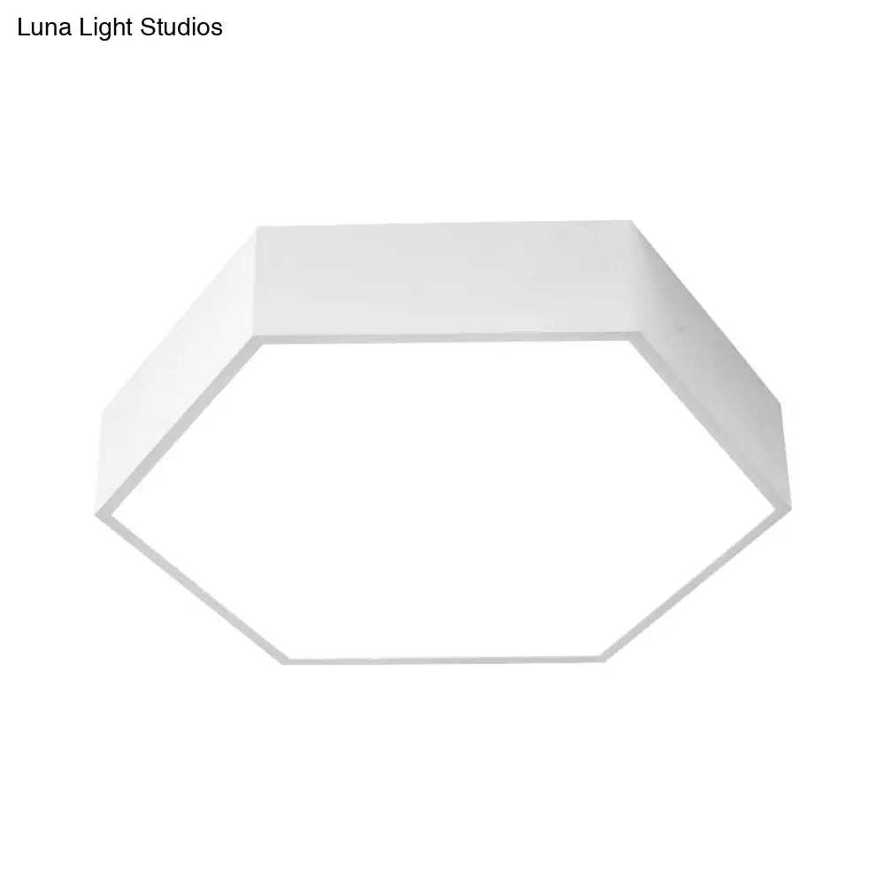 Childrens Hexagon Led Flush Ceiling Light In Macaroon Acrylic: Red/Yellow/Green Mount Lighting