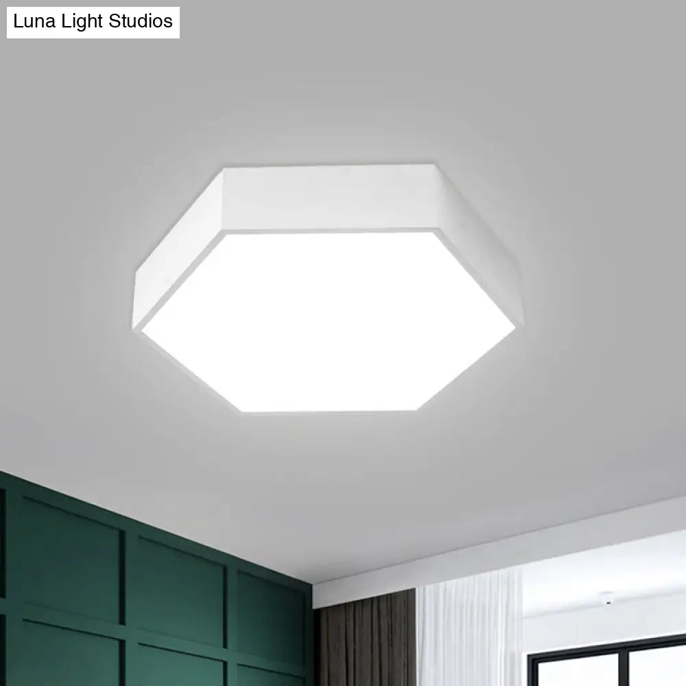 Childrens Hexagon Led Flush Ceiling Light In Macaroon Acrylic: Red/Yellow/Green Mount Lighting