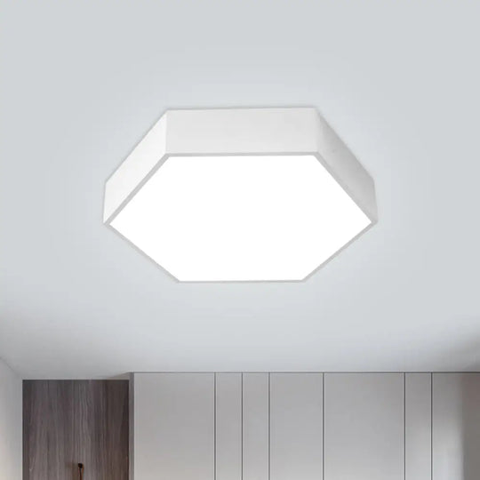 Children’s Hexagon Led Flush Ceiling Light In Macaroon Acrylic: Red/Yellow/Green Mount Lighting