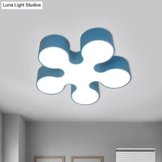 Childrens Led Blossom Ceiling Light In Blue/Red/Yellow - Acrylic Flush Mount Blue