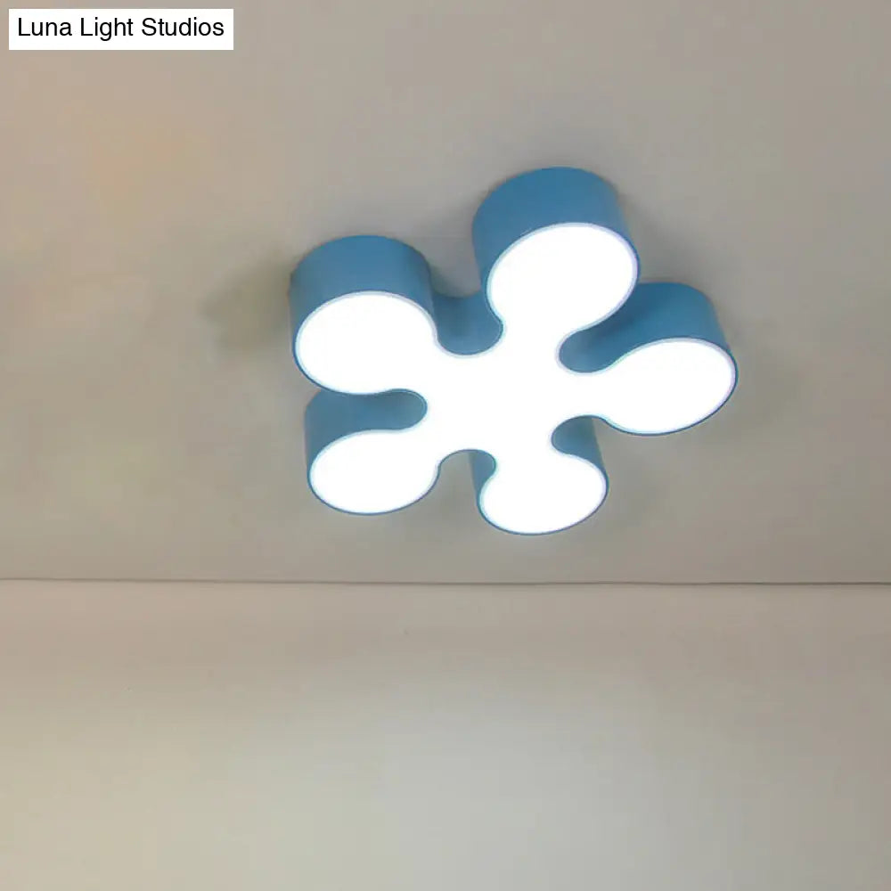Childrens Led Blossom Ceiling Light In Blue/Red/Yellow - Acrylic Flush Mount