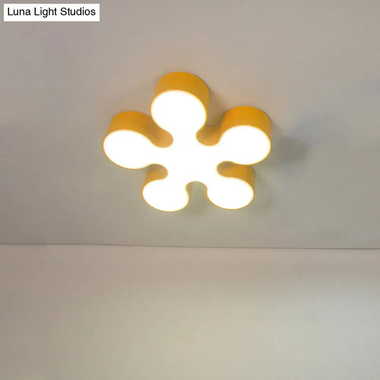 Childrens Led Blossom Ceiling Light In Blue/Red/Yellow - Acrylic Flush Mount