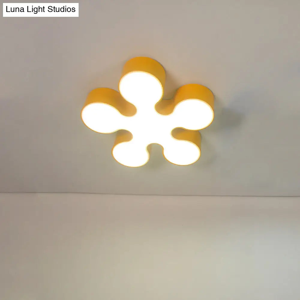 Children’s Led Blossom Ceiling Light In Blue/Red/Yellow - Acrylic Flush Mount