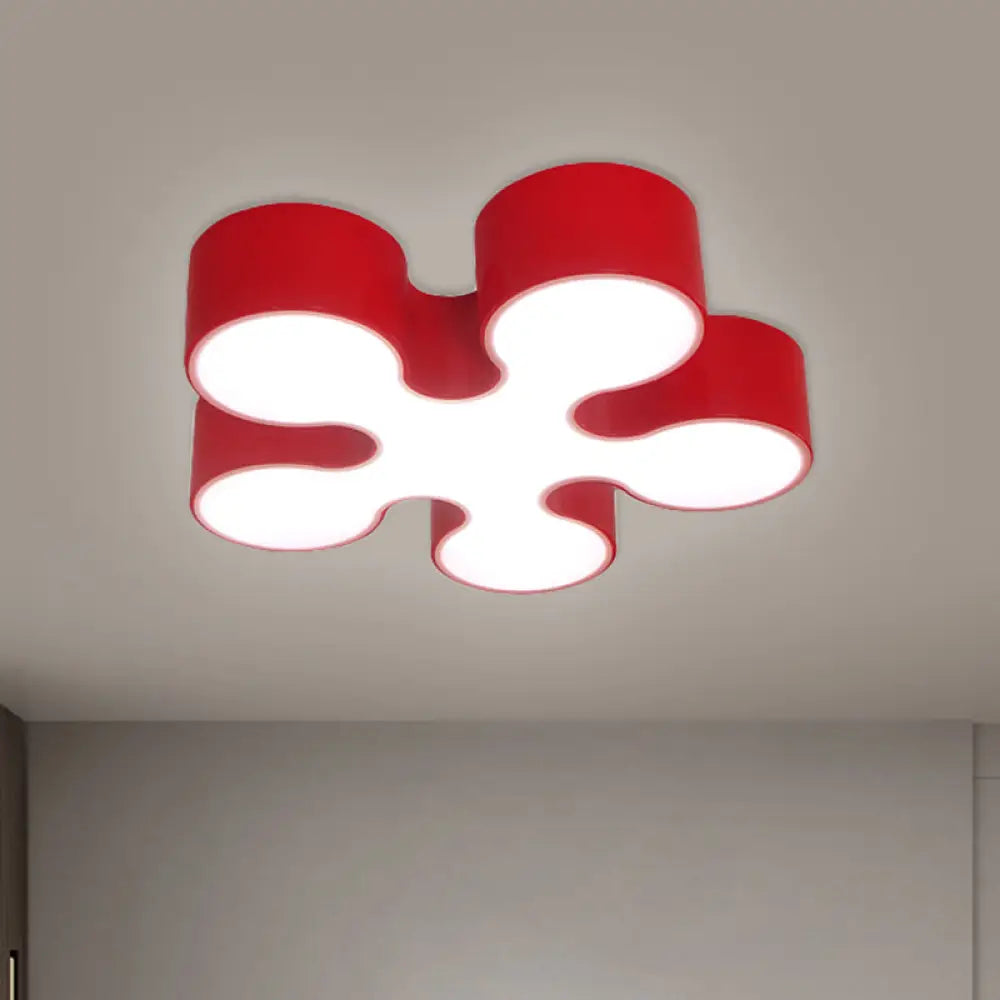 Children’s Led Blossom Ceiling Light In Blue/Red/Yellow - Acrylic Flush Mount Red
