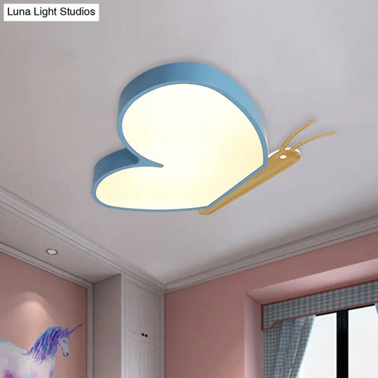 Childrens Led Ceiling Butterfly Light With Acrylic Shade - Blue/Pink/White