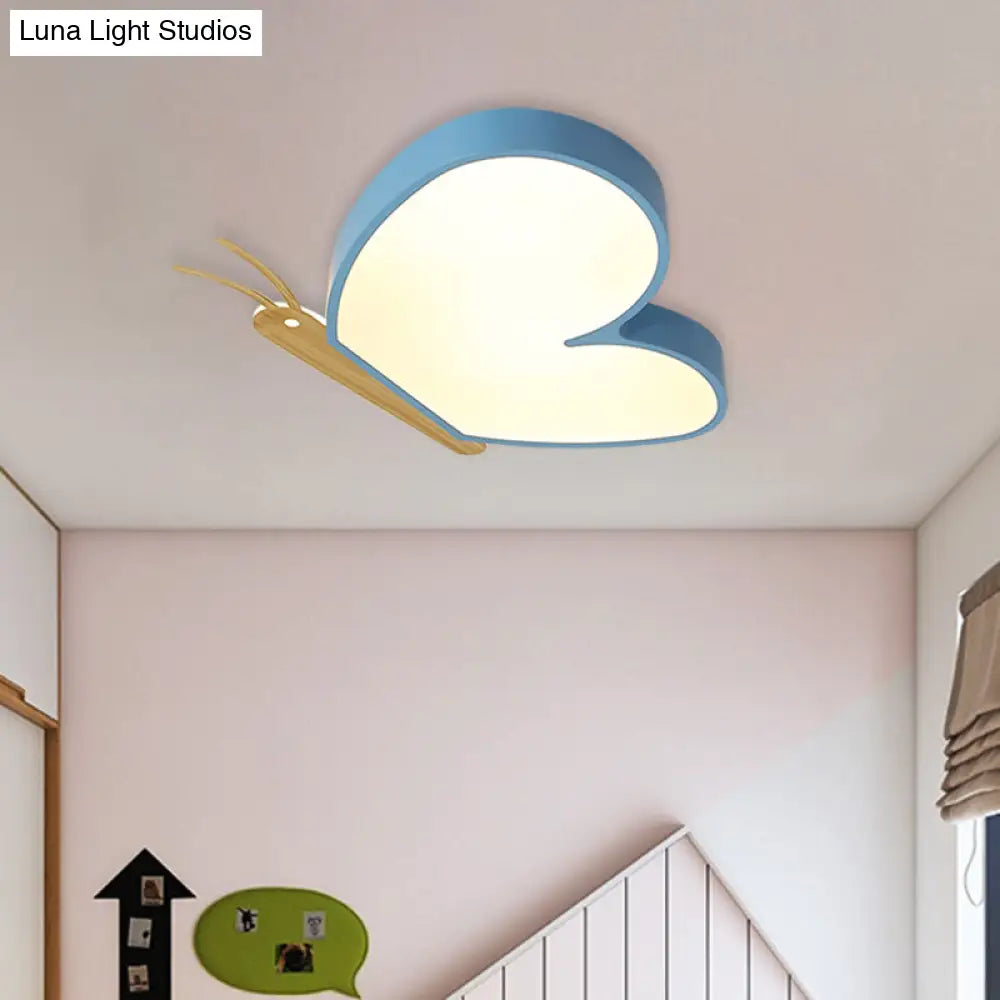 Children’s Led Ceiling Butterfly Light With Acrylic Shade - Blue/Pink/White