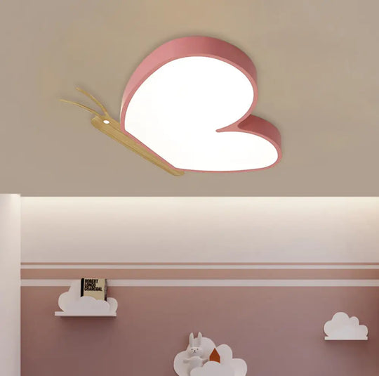 Children’s Led Ceiling Butterfly Light With Acrylic Shade - Blue/Pink/White Pink