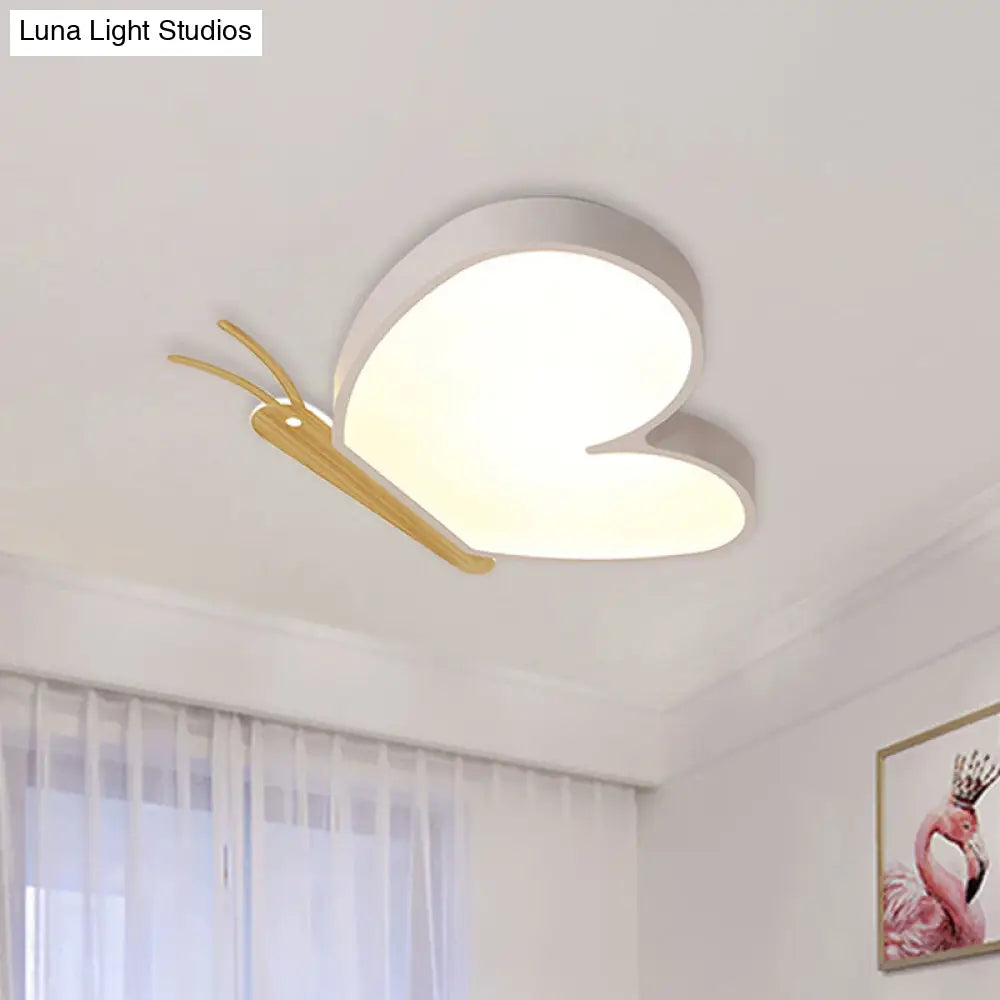Childrens Led Ceiling Butterfly Light With Acrylic Shade - Blue/Pink/White