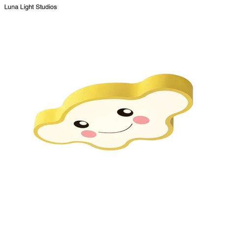 Children’s Led Ceiling Light For Kids Bedroom - Cartoon Smile/Dog Design White/Pink/Blue Flush