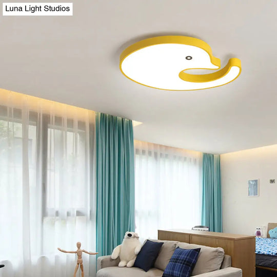 Childrens Led Dolphin Panel Ceiling Light For Lovely Cartoon Bedroom Decor Yellow / 20.5 White