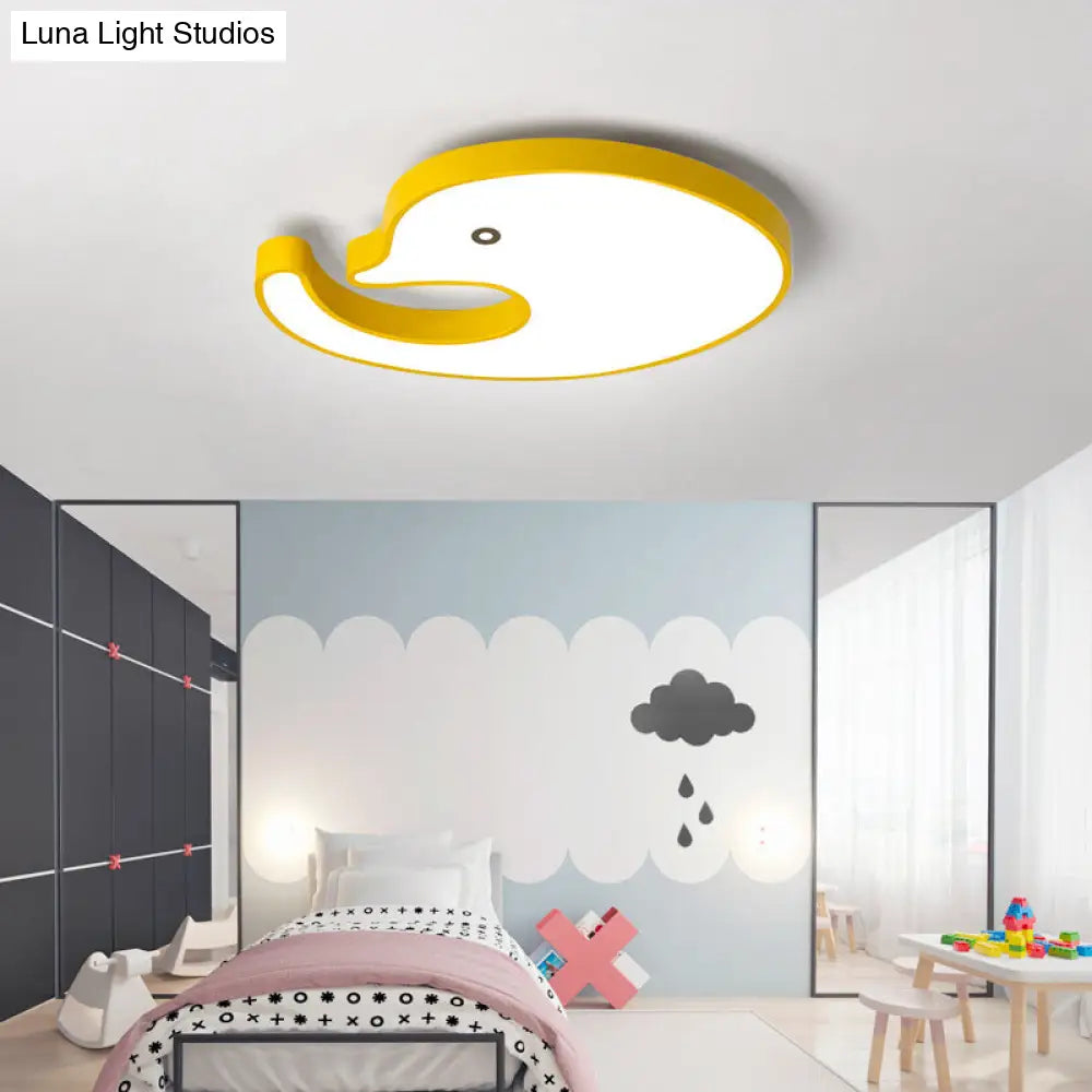 Childrens Led Dolphin Panel Ceiling Light For Lovely Cartoon Bedroom Decor Yellow / 24.5 White