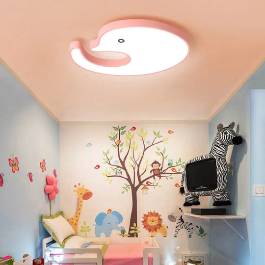 Children’s Led Dolphin Panel Ceiling Light For Lovely Cartoon Bedroom Decor Pink / 20.5’ Warm