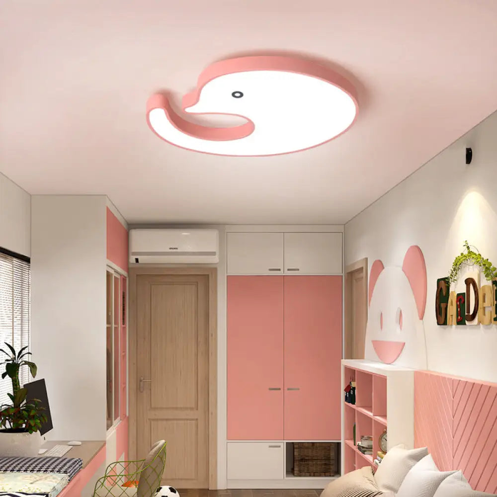 Children’s Led Dolphin Panel Ceiling Light For Lovely Cartoon Bedroom Decor Pink / 24.5’ White