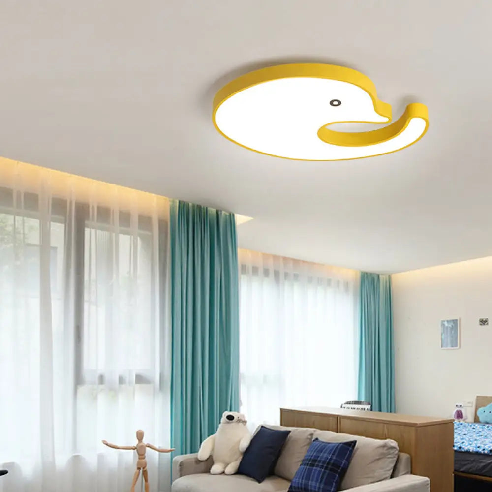 Children’s Led Dolphin Panel Ceiling Light For Lovely Cartoon Bedroom Decor Yellow / 20.5’ White