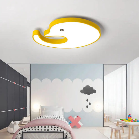Children’s Led Dolphin Panel Ceiling Light For Lovely Cartoon Bedroom Decor Yellow / 24.5’ White