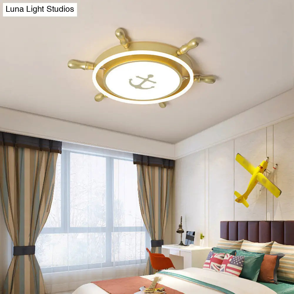 Children’s Led Flush Mount Ceiling Light - Metallic Rudder Design