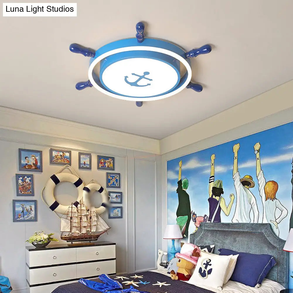 Children’s Led Flush Mount Ceiling Light - Metallic Rudder Design