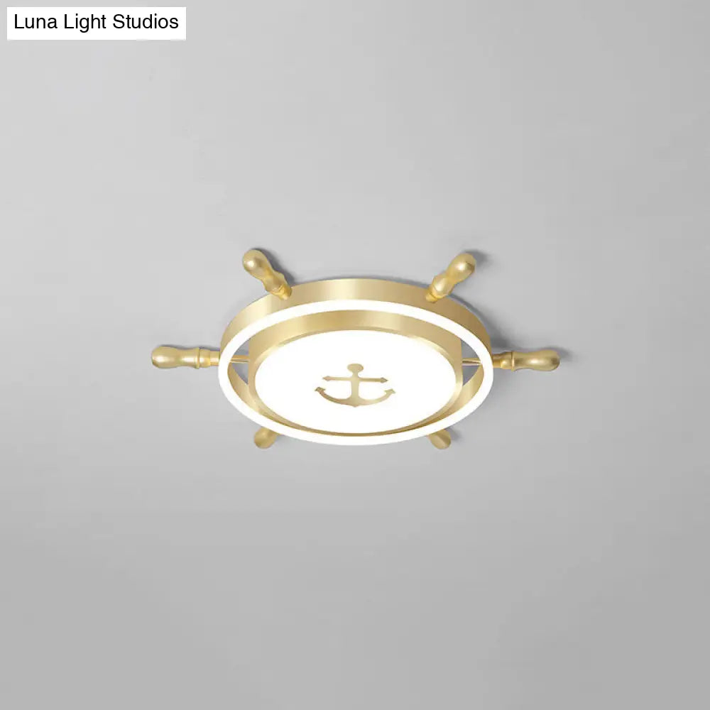 Childrens Led Flush Mount Ceiling Light - Metallic Rudder Design