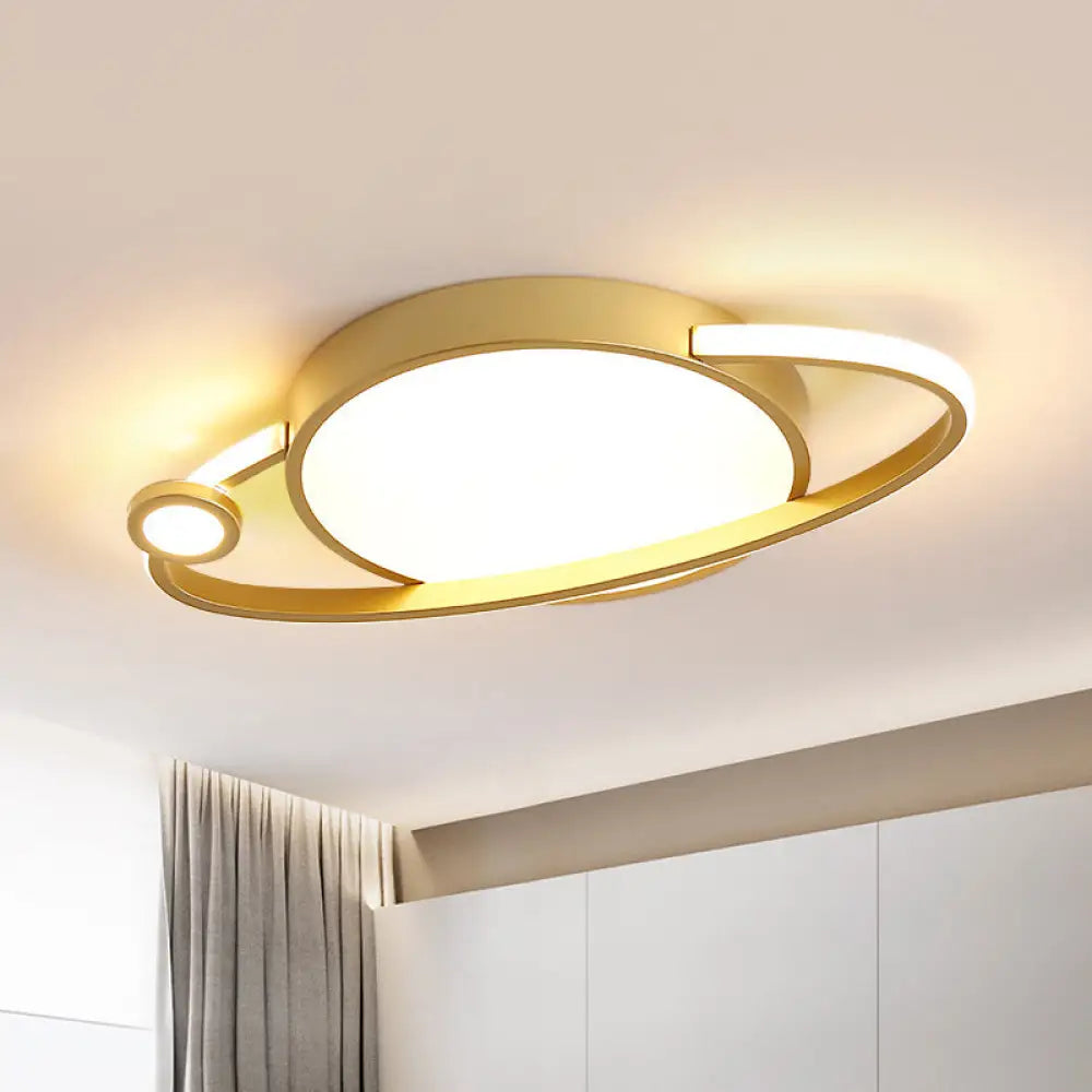 Children’s Orbit Flush Mount Led Ceiling Light In Gold - Warm/White / White