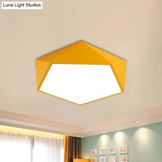 Children’s Pentagon Flushmount Led Ceiling Light Fixture In Red/Yellow/Blue Acrylic