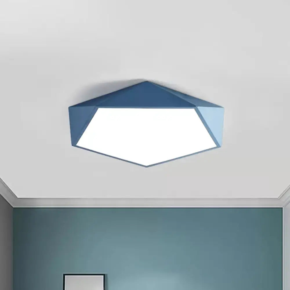 Children’s Pentagon Flushmount Led Ceiling Light Fixture In Red/Yellow/Blue Acrylic Blue