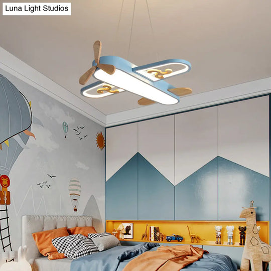 Childrens Plane Shaped Hanging Lamp Acrylic Bedroom Led Chandelier Pendant Light