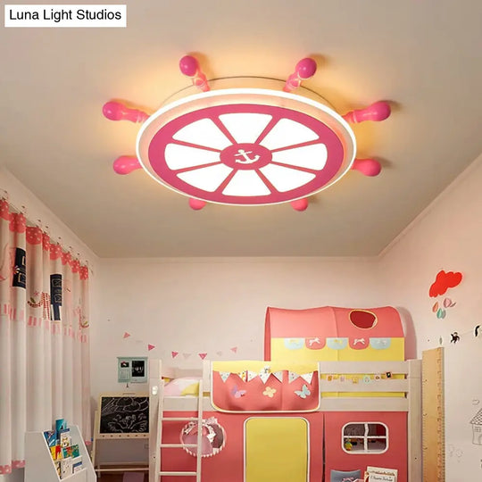 Children’s Room Led Acrylic Flushmount Lamp - Pink Rudder Design Modernist Style