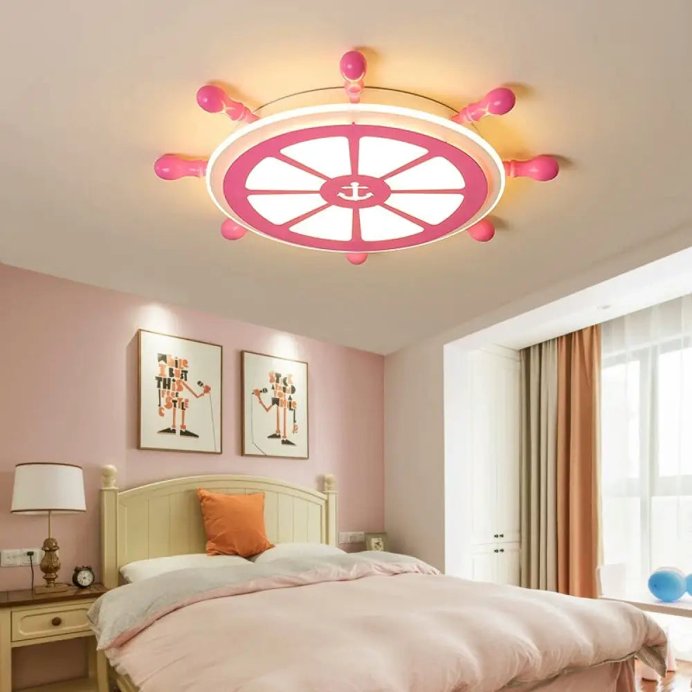 Children’s Room Led Acrylic Flushmount Lamp - Pink Rudder Design Modernist Style