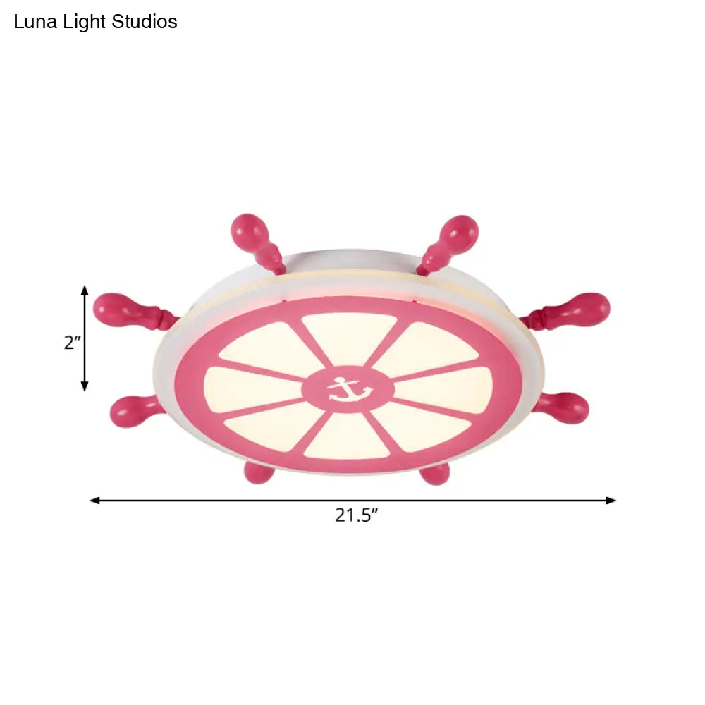 Children’s Room Led Acrylic Flushmount Lamp - Pink Rudder Design Modernist Style