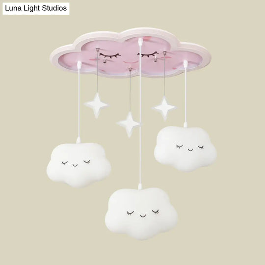 Children’s Sweet Dream Cloud Led Ceiling Light For Bedroom - With Draping Acrylic And Flush Mount