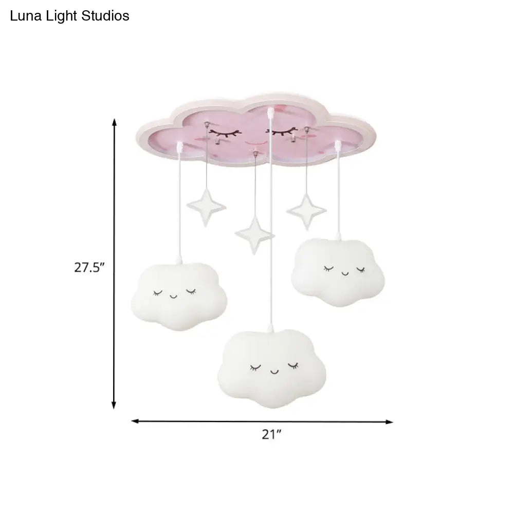 Children’s Sweet Dream Cloud Led Ceiling Light For Bedroom - With Draping Acrylic And Flush Mount