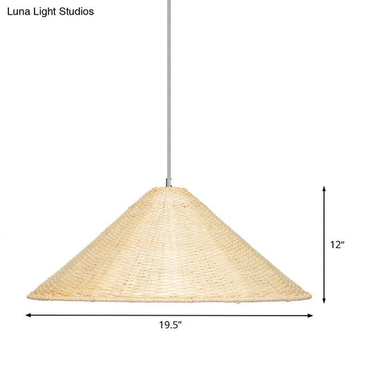 Chinese Bamboo Hanging Light Bulb: Hand-Woven Beige Suspension Fixture