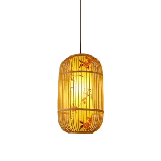 Chinese Bamboo Pendant Light Kit: Teardrop/Bubbling/3-Shade 1-Light Beige Lantern / A