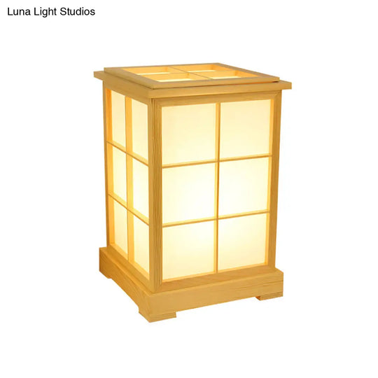 Chinese Beige Wood Table Lamp: Classic Book Reading Light For Bedroom