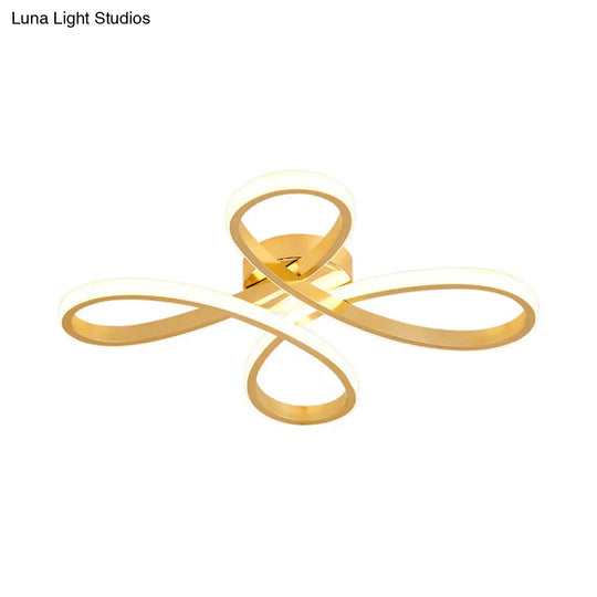 Chinese Knot Modern Metallic Led Gold Semi Flush Ceiling Lamp Warm/White Light 19.5/25.5 Wide