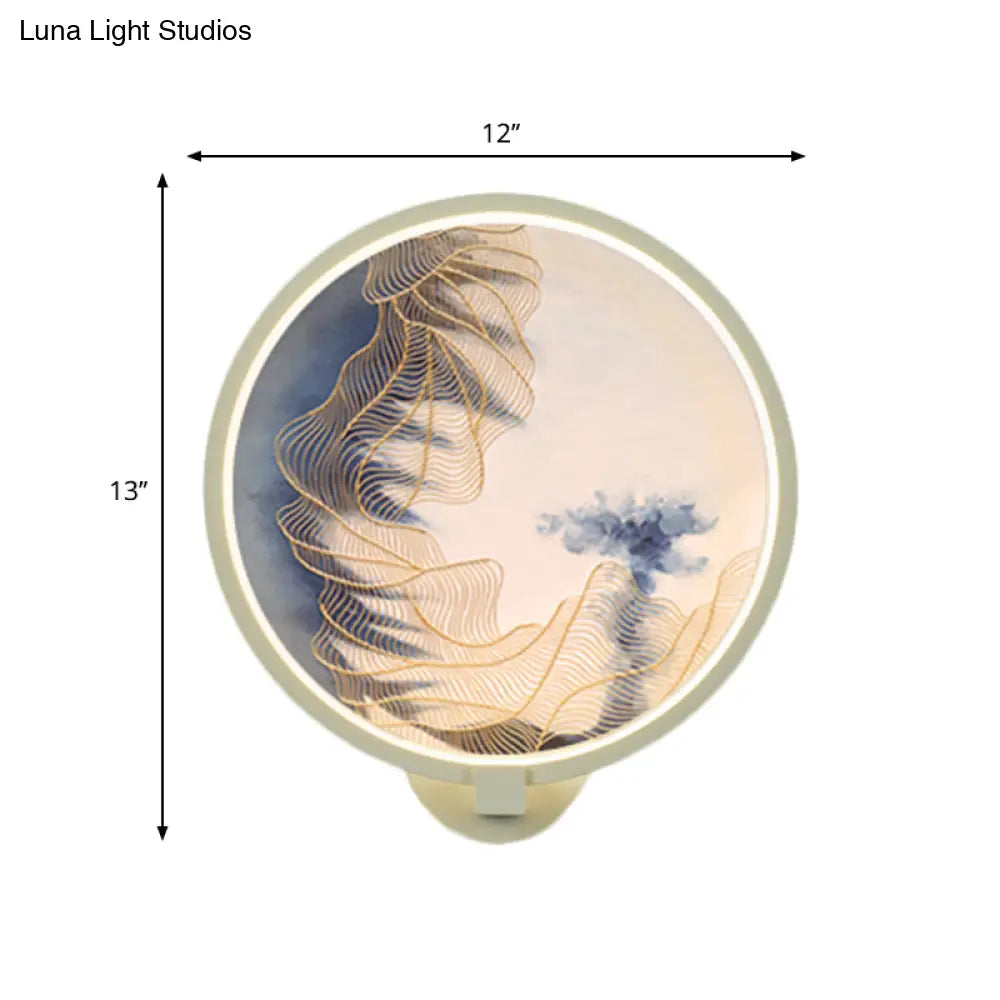 Chinese Led Acrylic Mountain Wall Lamp: White Mural Lighting For Living Room